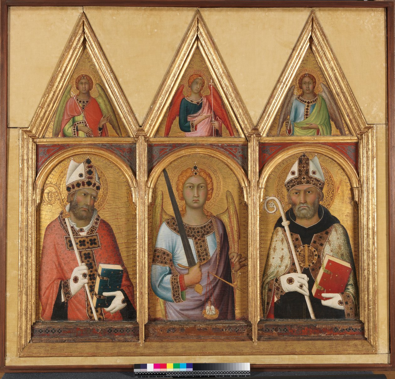 St. Geminianus, c.1319 tempera med guld på paneldetalj av 58835 av Simone Martini