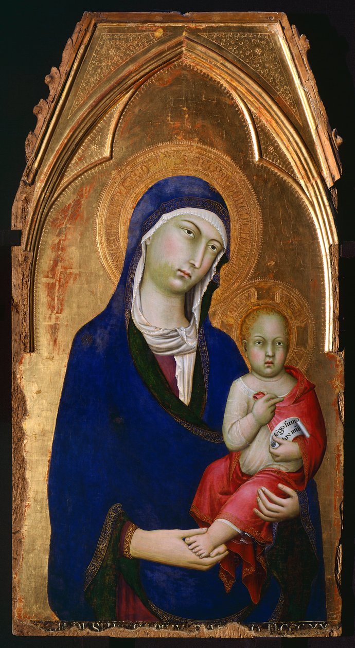 Madonnan och barnet, detalj från St Dominicus altartavla, av Simone Martini (1283-1344), tempera och guld på träpanel av Simone Martini