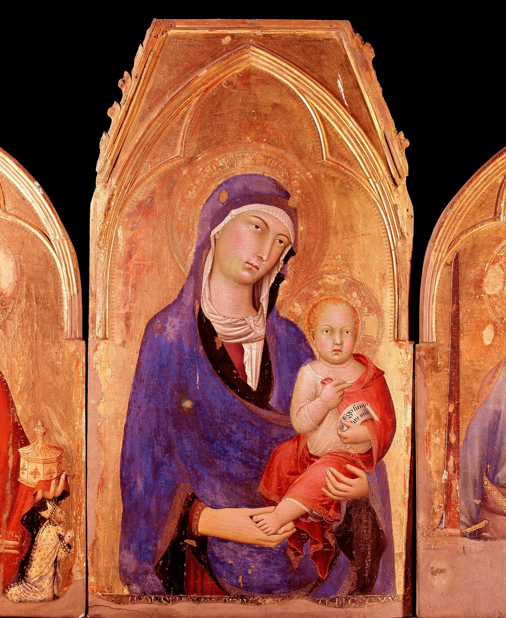 Jungfru med barn (tempera och guld på panel av Simone Martini
