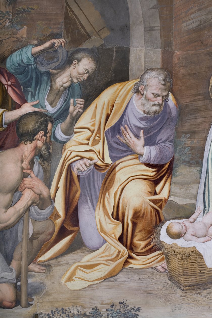 Tillbedjan av herdarna, 1578-82 (uppgift om 3497111) av Simone Veneziano Peterzano