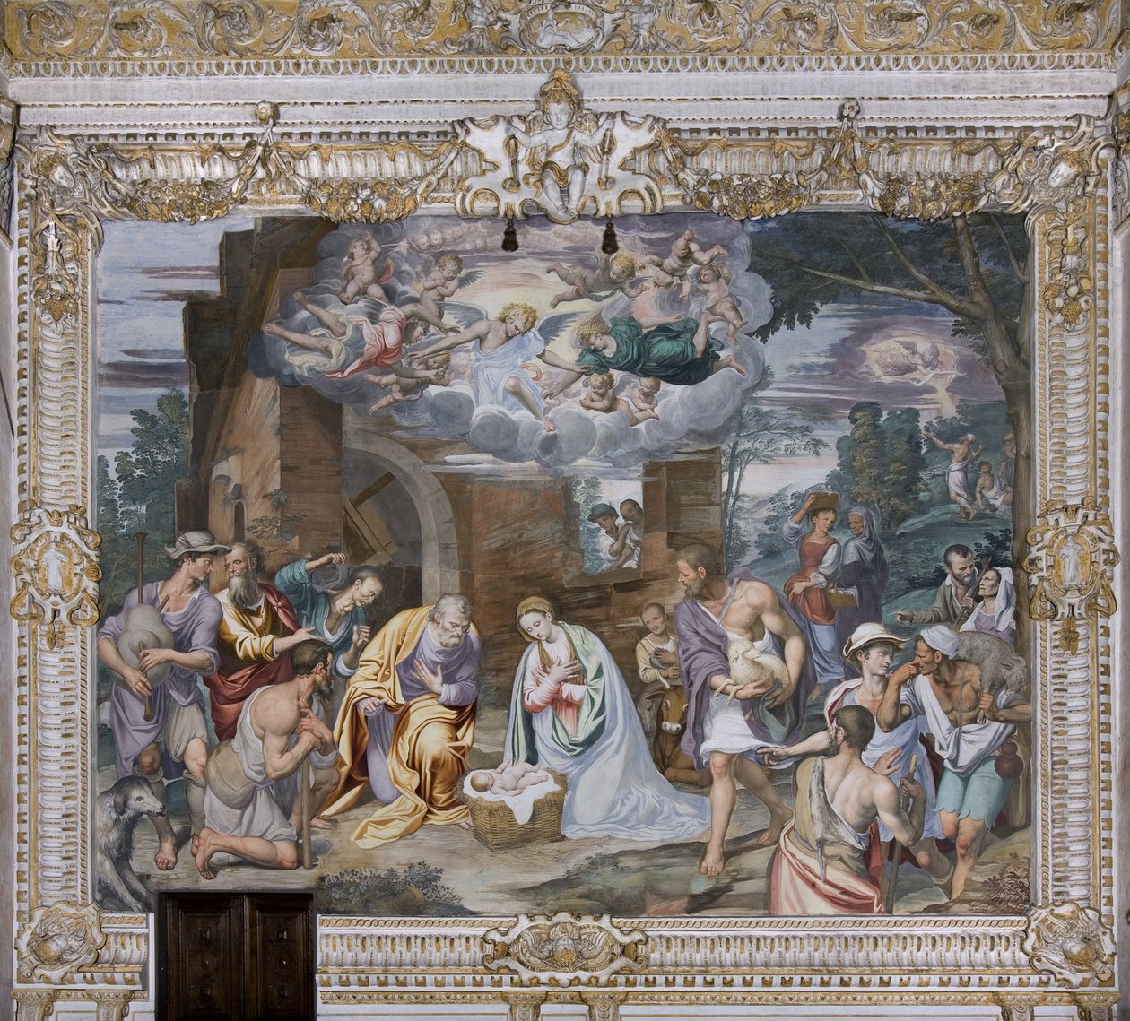 Tillbedjan av herdarna, 1578-82 av Simone Veneziano Peterzano