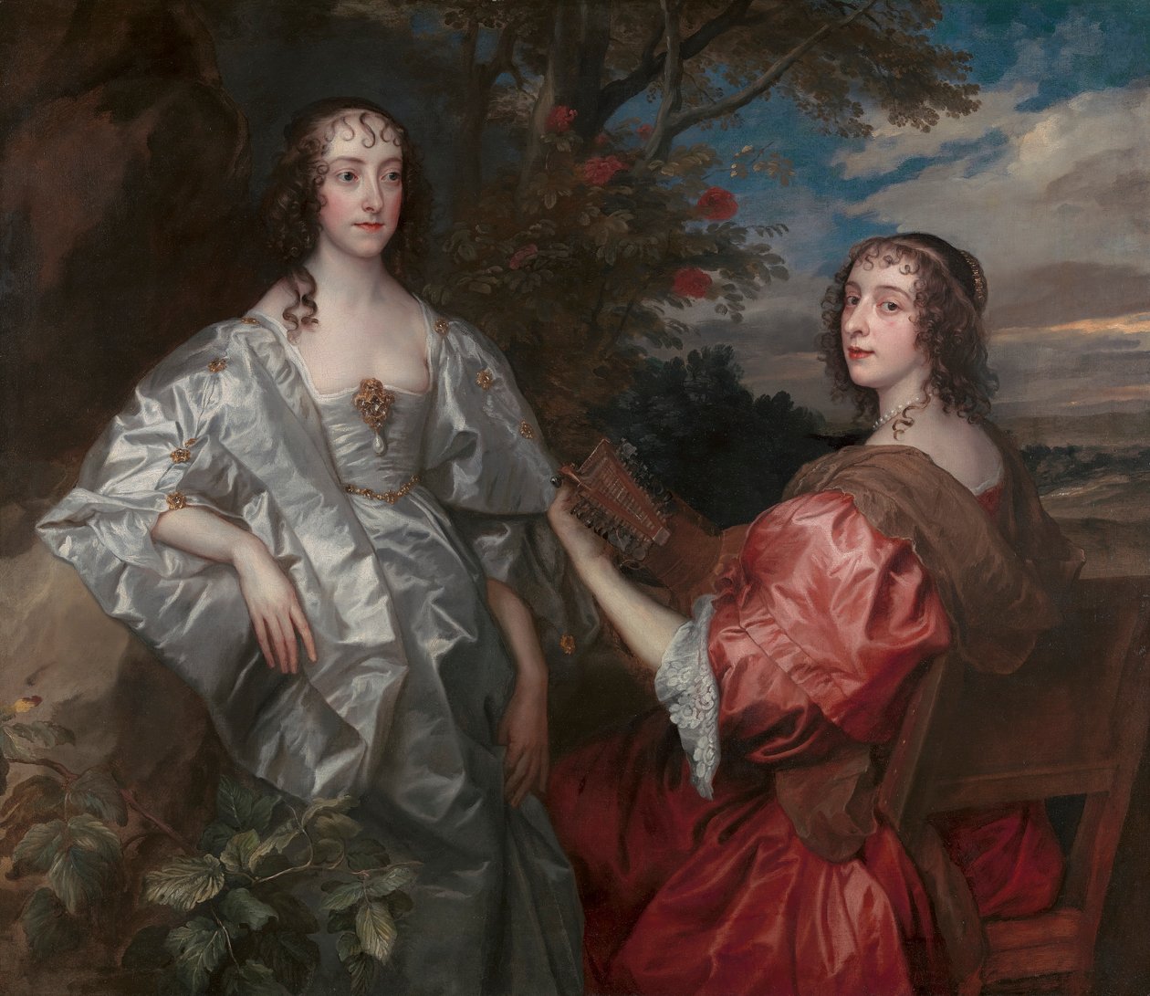 Katherine, grevinna av Chesterfield och Lucy, grevinna av Huntingdon av Sir Anthony Van Dyck, and studio