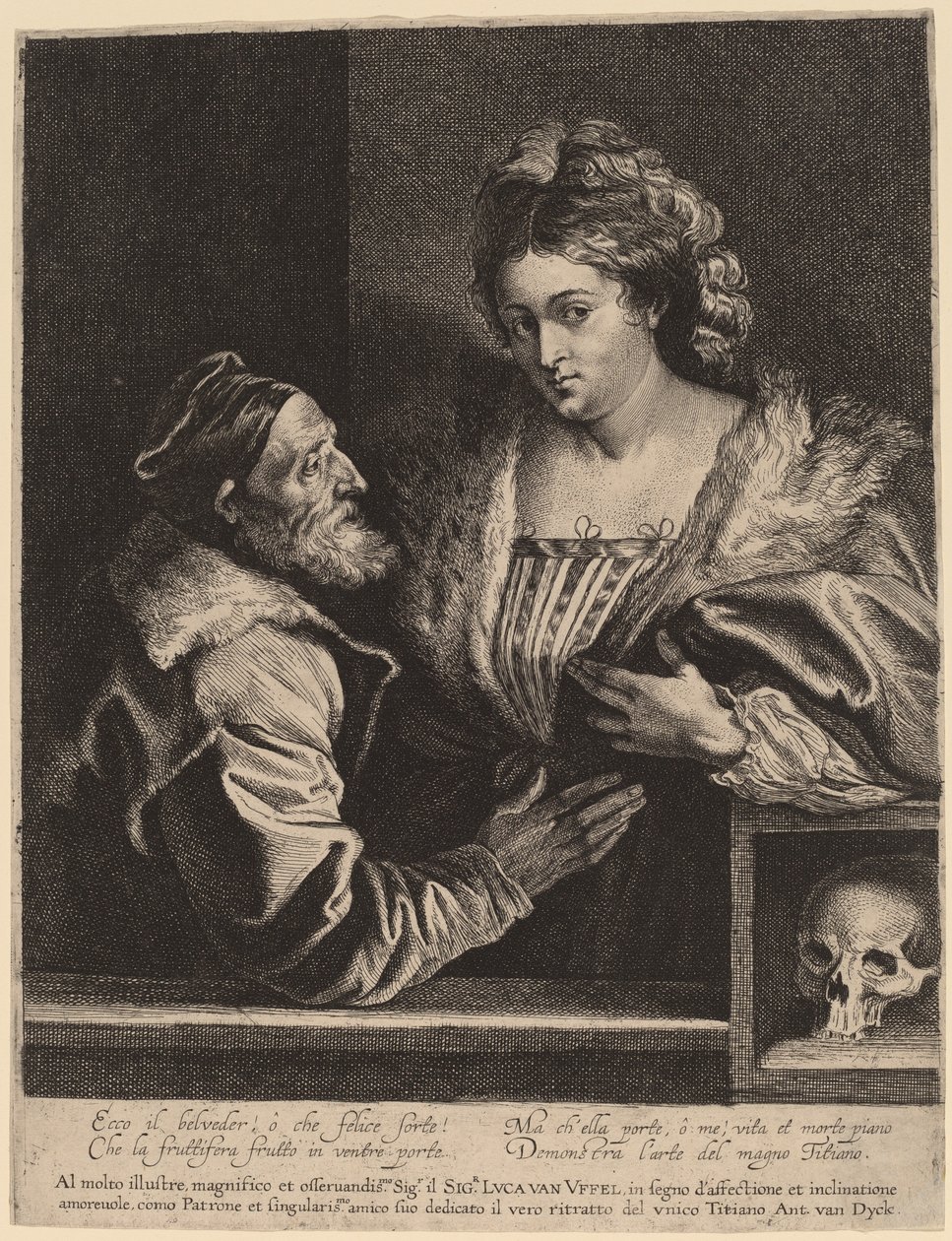Tizian och hans älskarinna av Sir Anthony van Dyck and Lucas Emil Vorsterman after Titian