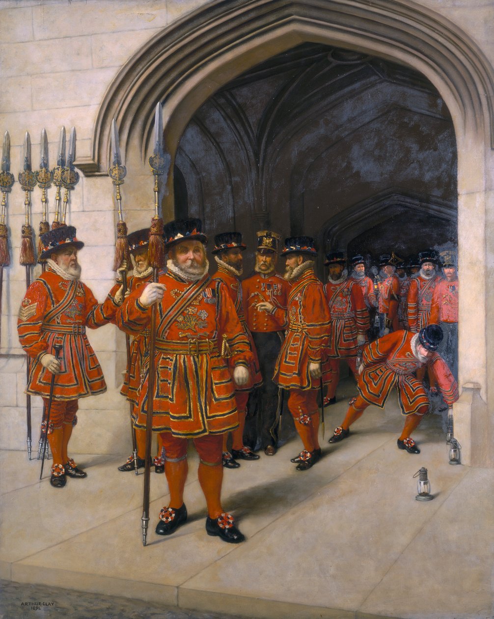 "The Yeomen of the Guard genomsöker kryptan i Houses of Parliament", 1894 av Sir Arthur Temple Felix Clay