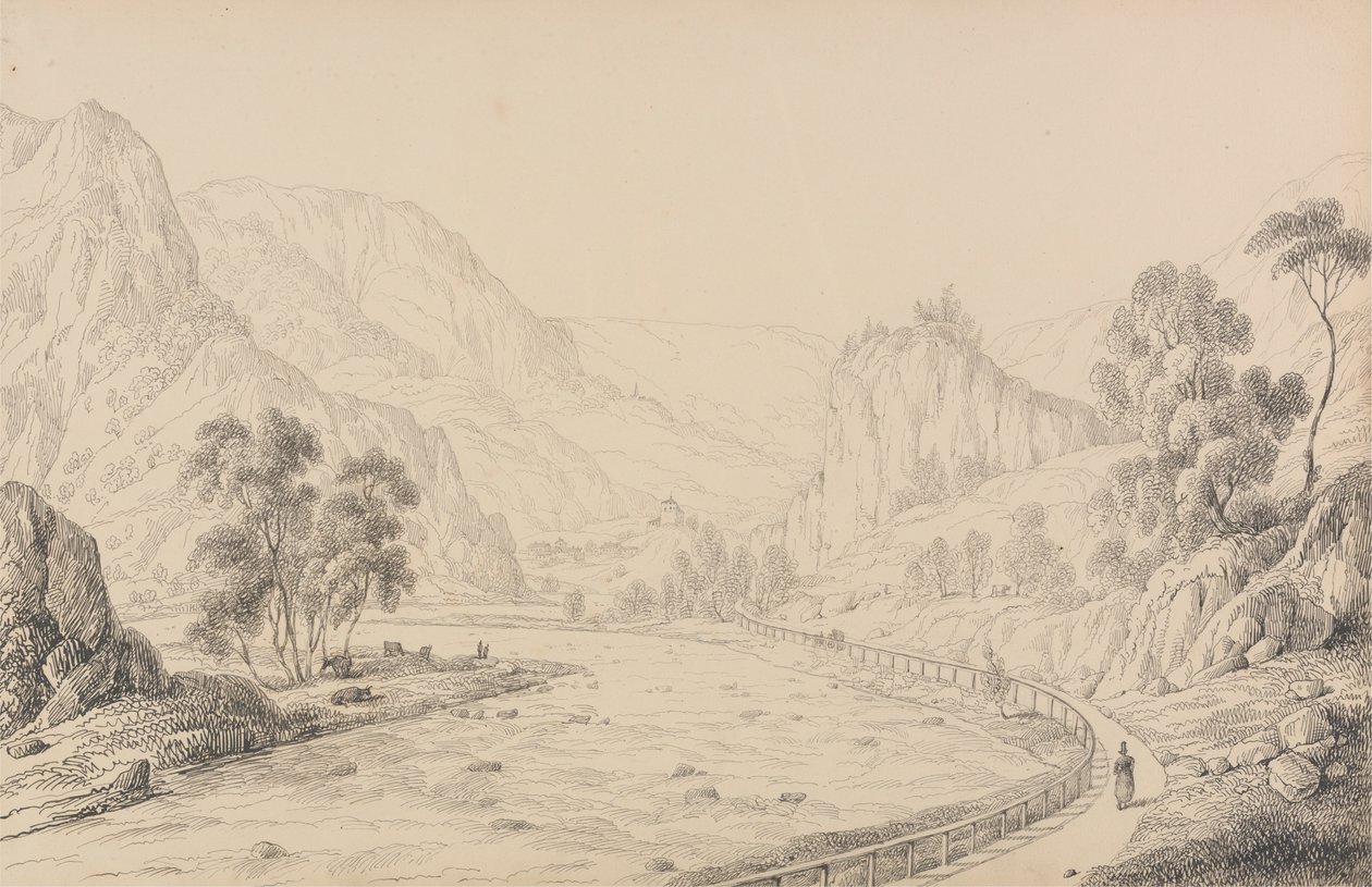 Album med 30 vyer i Tyrolen och Italien: Between Brixen och Klausen - Tyrolen, 27 oktober 1840 av Sir Charles D