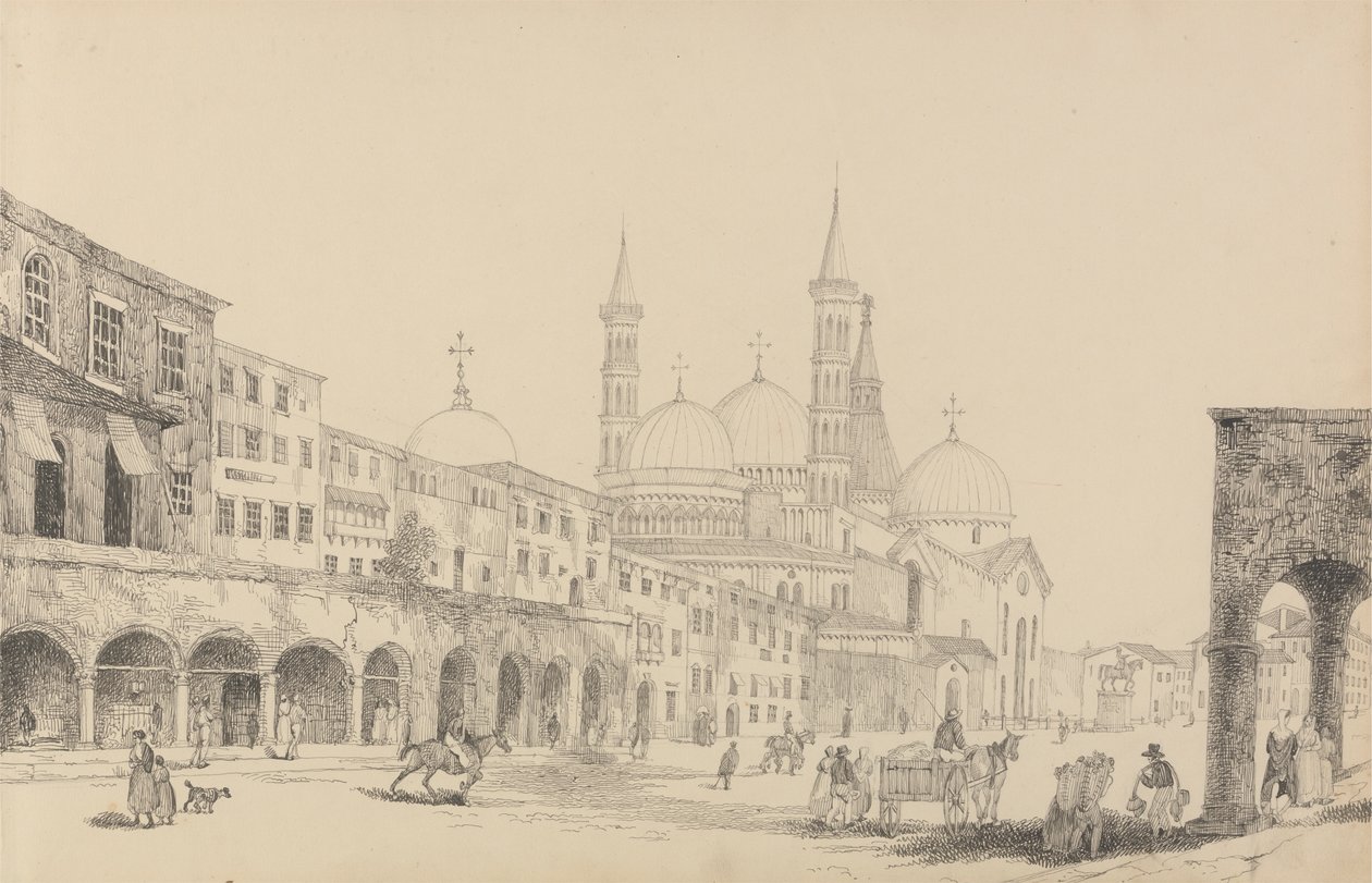 Album med 30 vyer i Tyrolen och Italien: Church of Saint Antonio - Padua 3.r nov.r 1840 av Sir Charles D