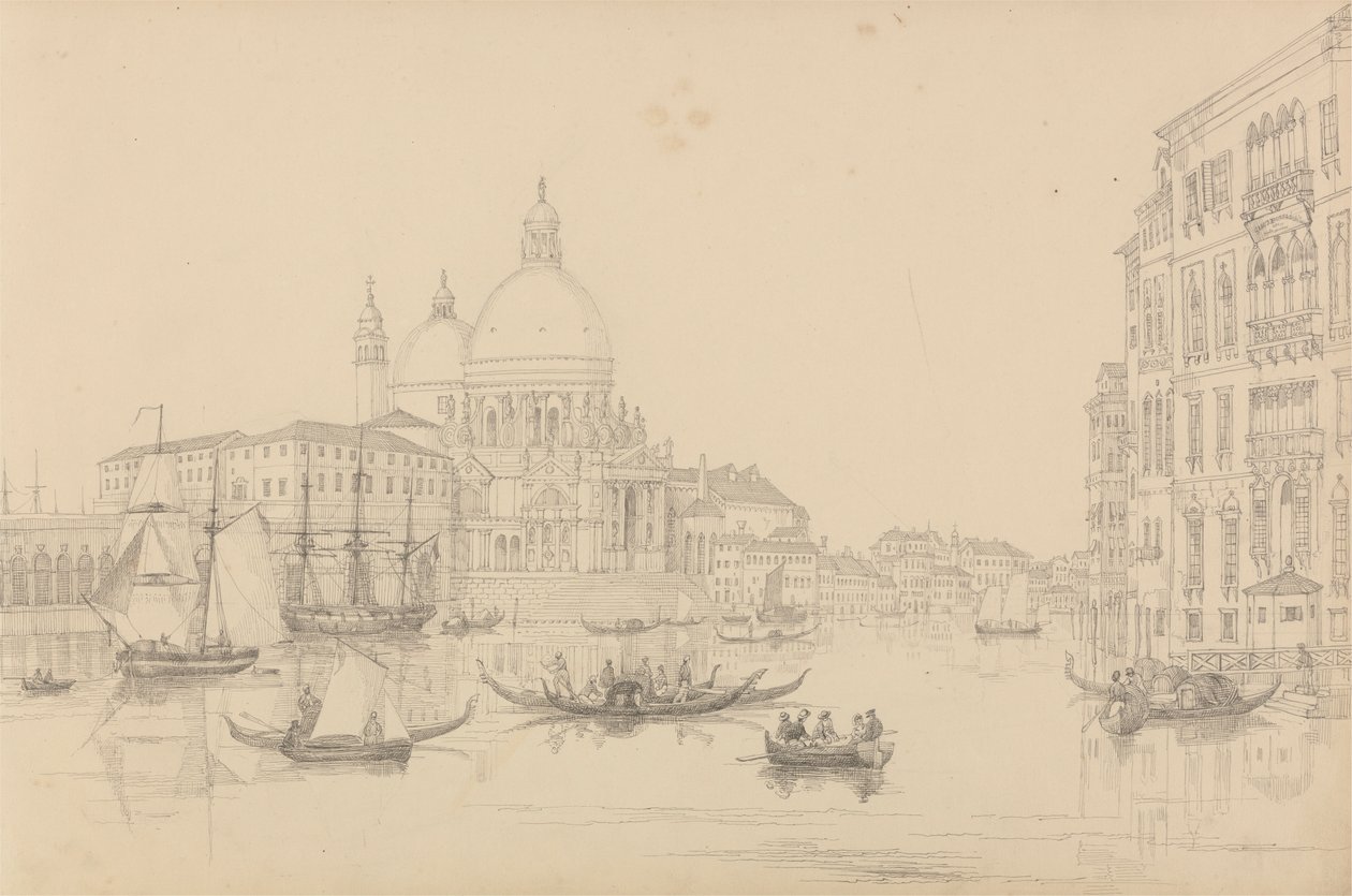 Album med 30 vyer i Tyrolen och Italien: Kyrkan St. Maria della Salute 10 november 1840 av Sir Charles D