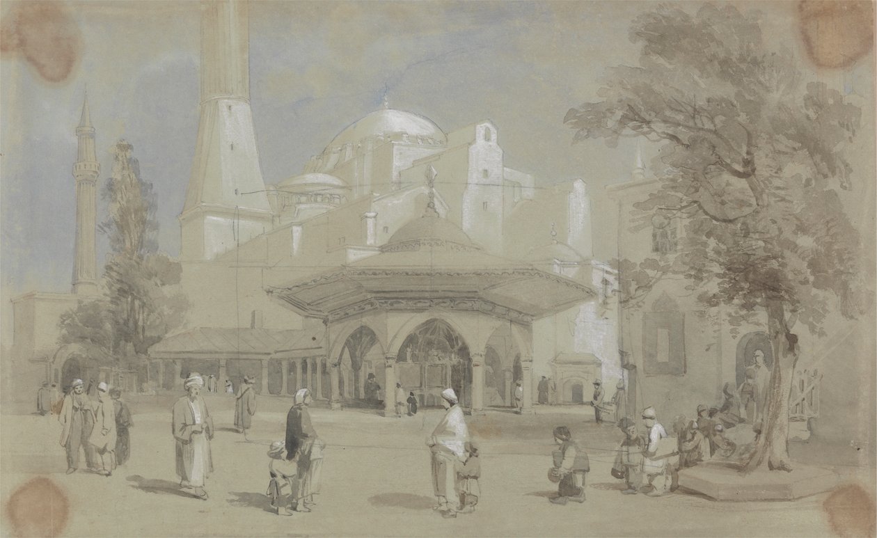 Utsikt över Hagia Sophia-moskén och Shadirvan-fontänen, Istanbul av Sir Charles DOyly