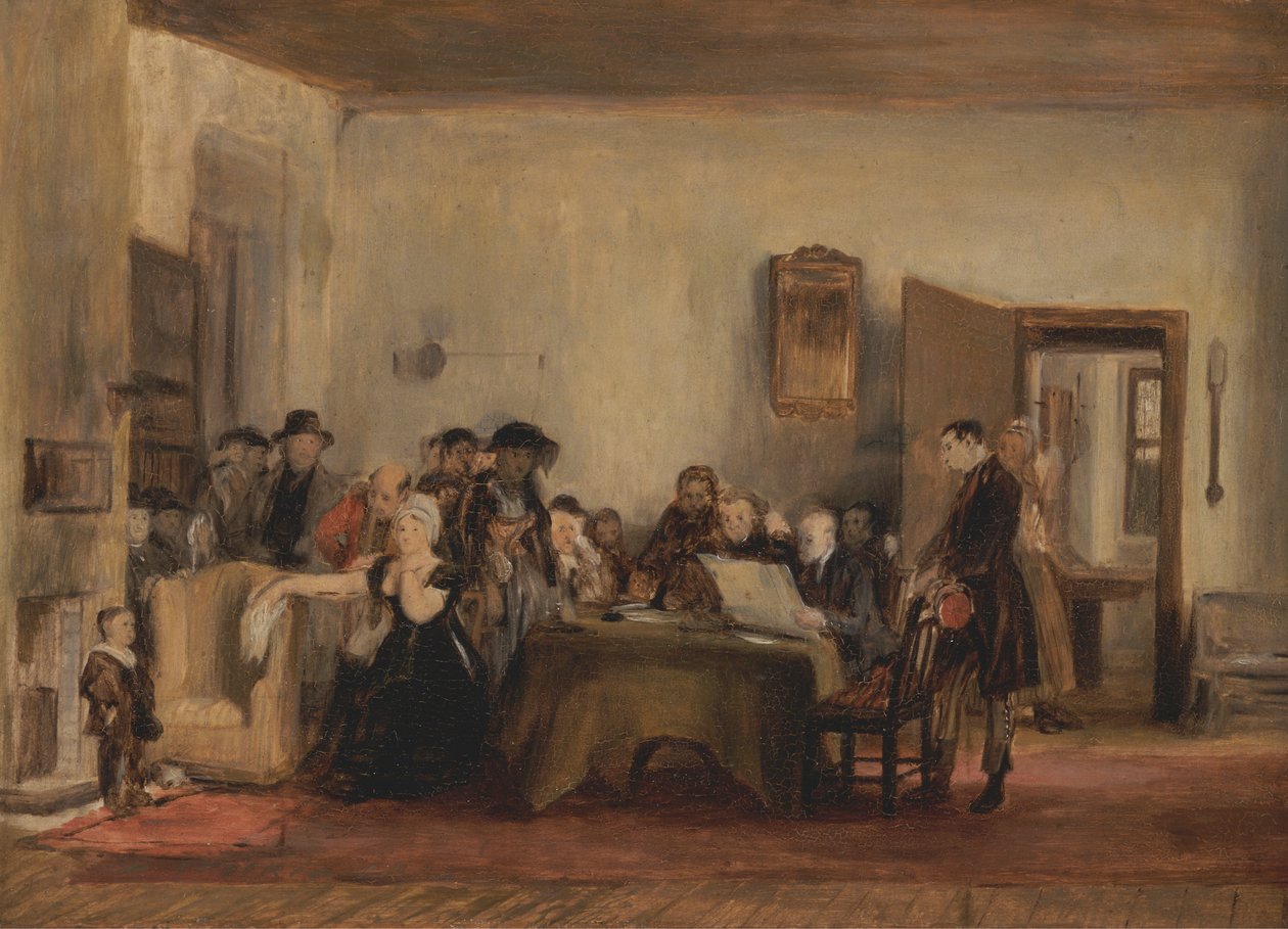 Skiss för "Läsningen av ett testamente" av Sir David Wilkie