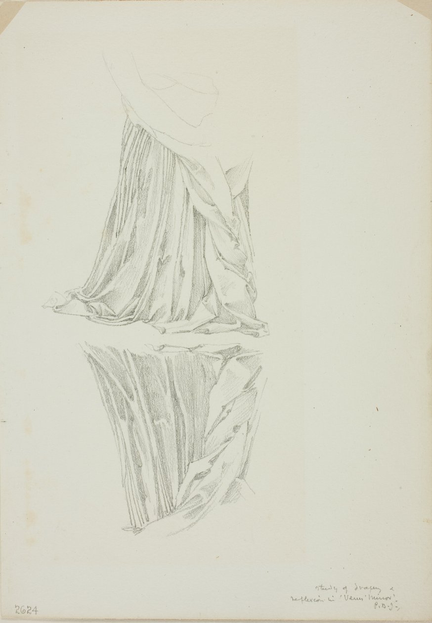 Draperad figur och reflektion, studie för Mirror of Venus av Sir Edward Burne Jones
