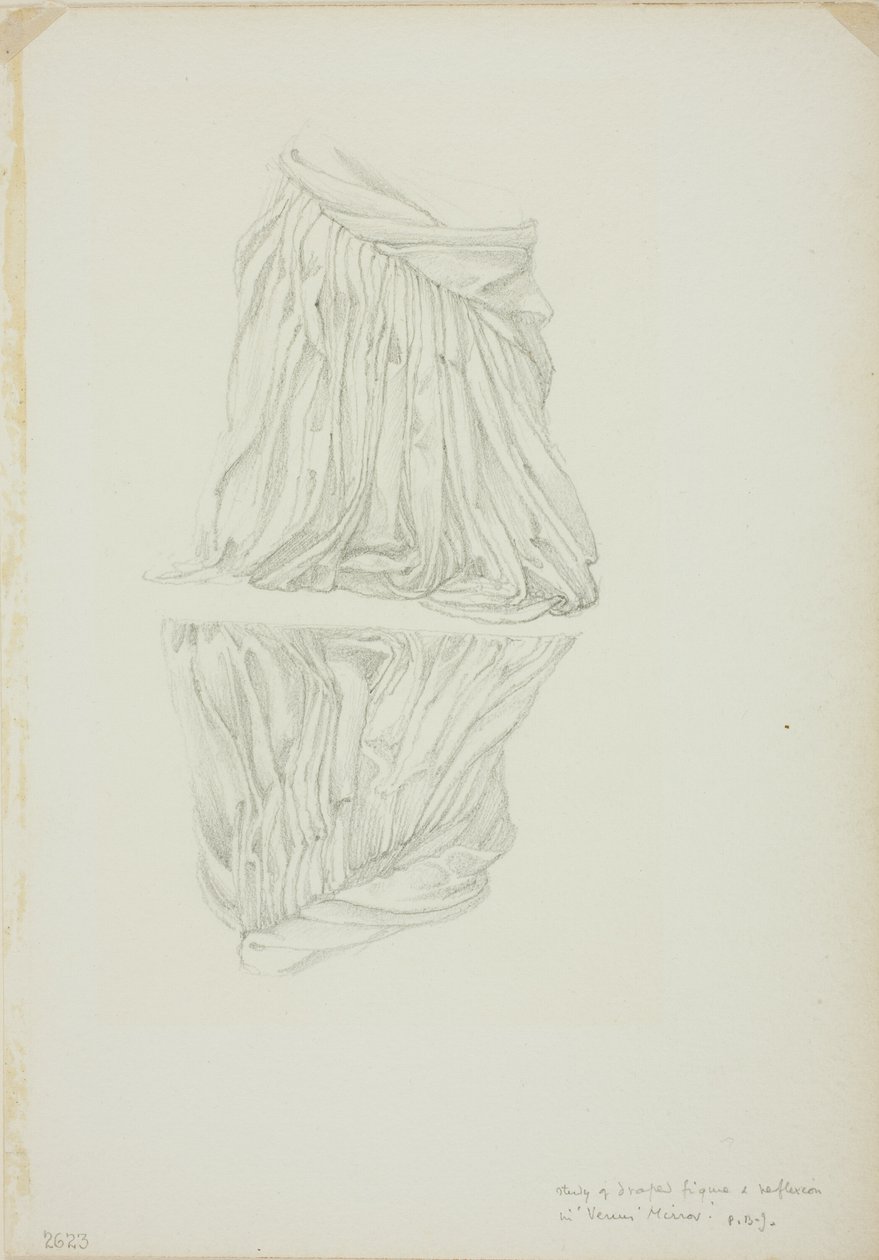 Draperad figur och reflektion, studie för Mirror of Venus av Sir Edward Burne Jones