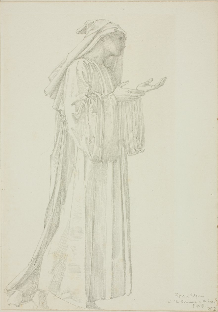 Figur av pilgrim i Romaunt av rosen av Sir Edward Burne Jones