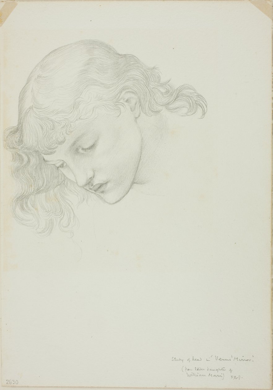Head, Studie för Mirror of Venus av Sir Edward Burne Jones