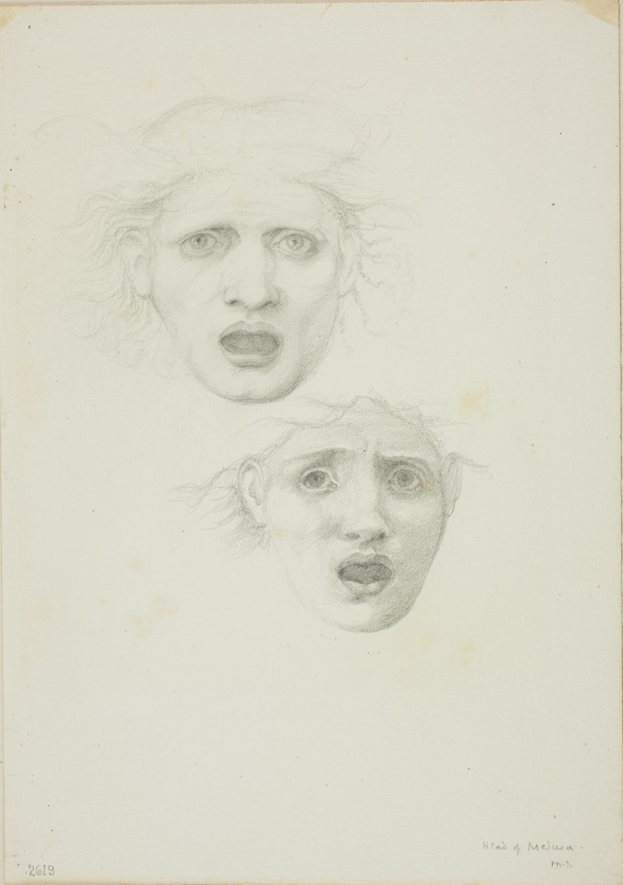 Chef för Medusa, två studier för Rondanini Medusa av Sir Edward Burne Jones