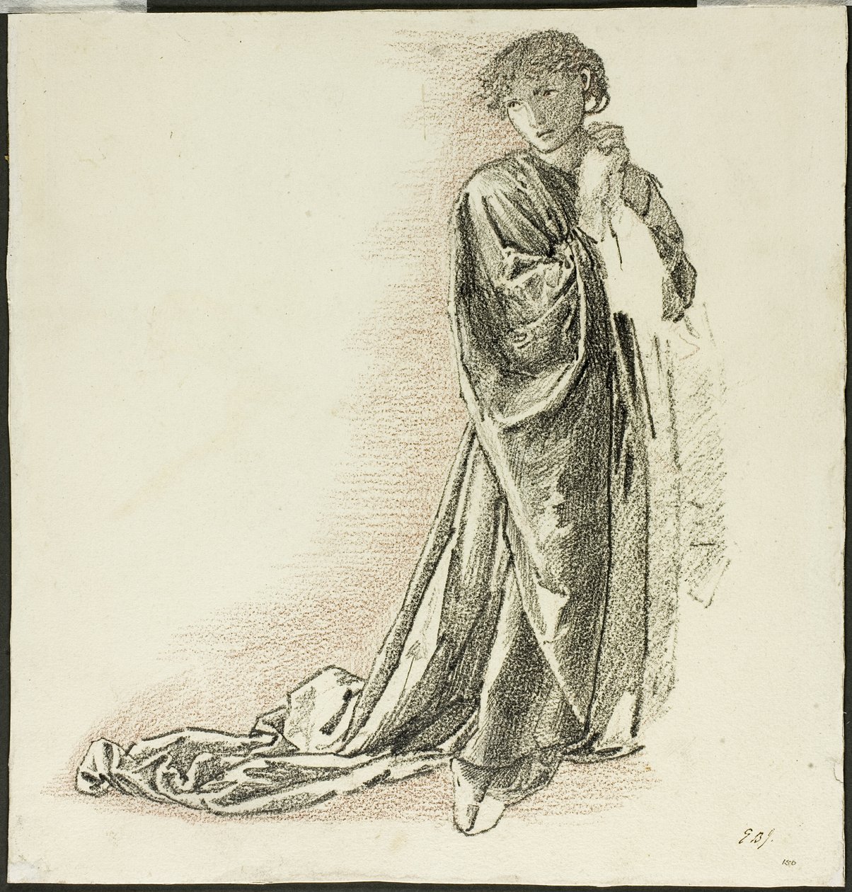 Knästående draperad figur av Sir Edward Burne Jones