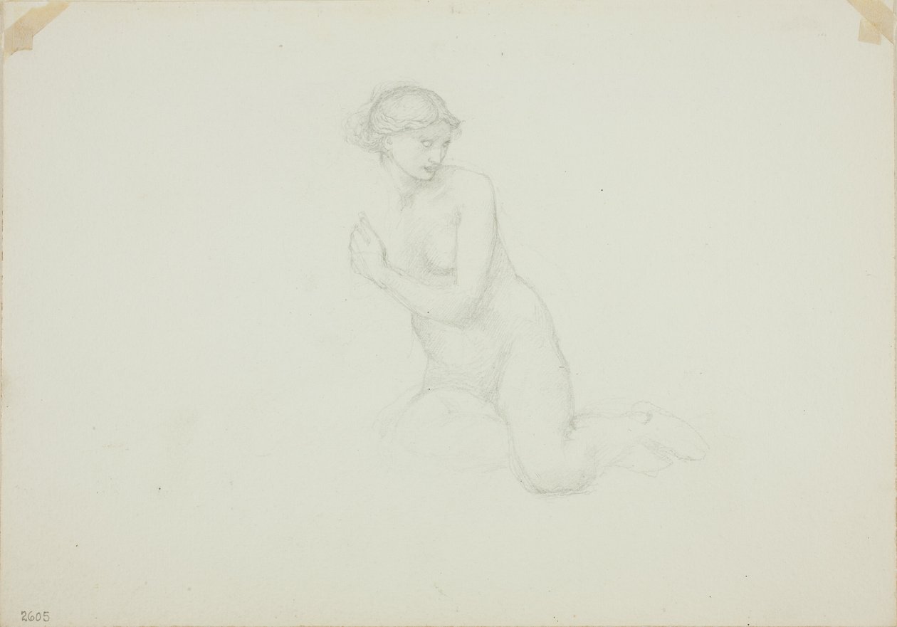 Sittande Kvinna Naken av Sir Edward Burne Jones