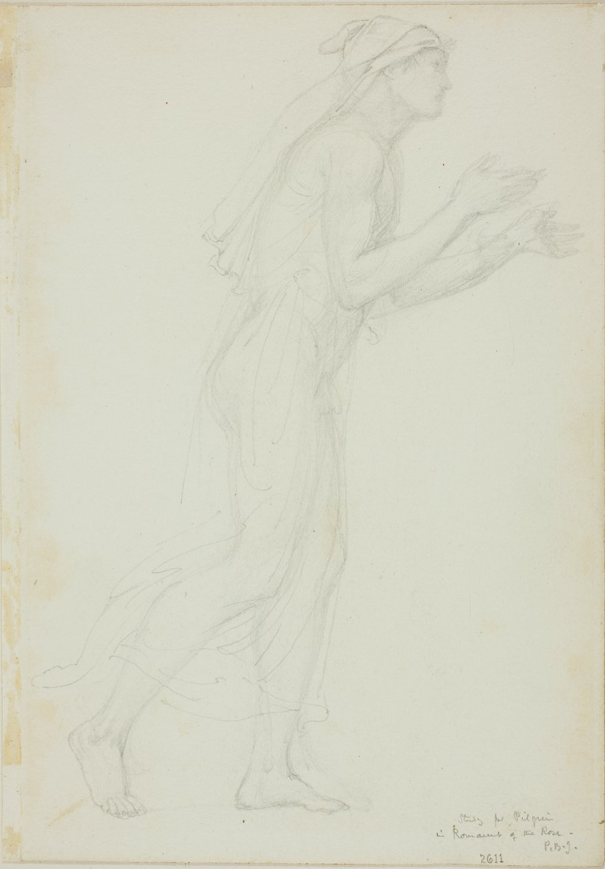 Studie för Pilgrim i Romaunt of the Rose av Sir Edward Burne Jones