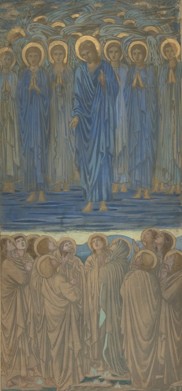 Ascension of Christ Apostlagärningarna I, 1-9: Studie för målat glasfönster, ca. 1875-84. av Sir Edward Coley Burne Jones