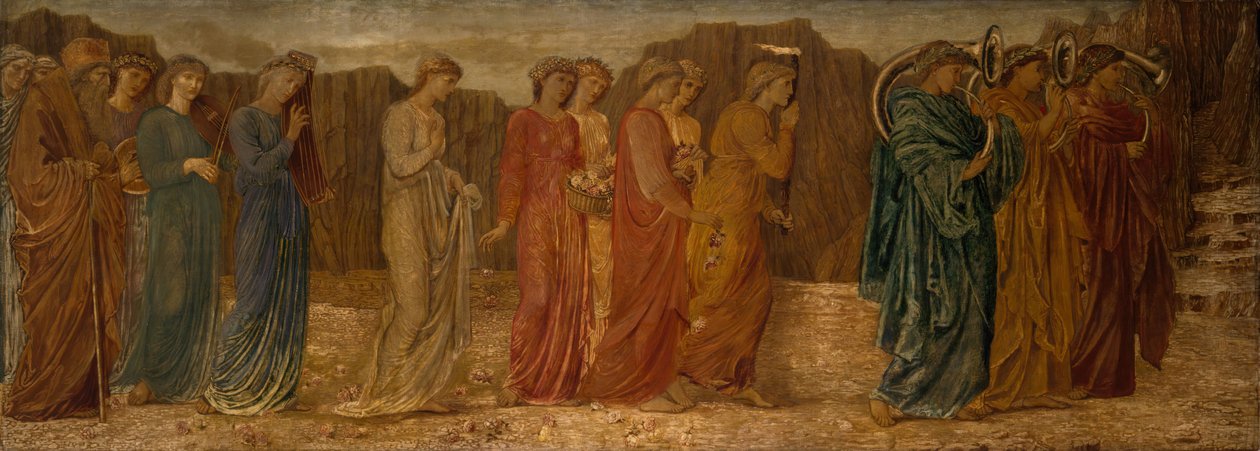 Cupid och Psyche - Palace Green Murals - Kungen och andra sörjande överger Psyche...,1881. av Sir Edward Coley Burne Jones