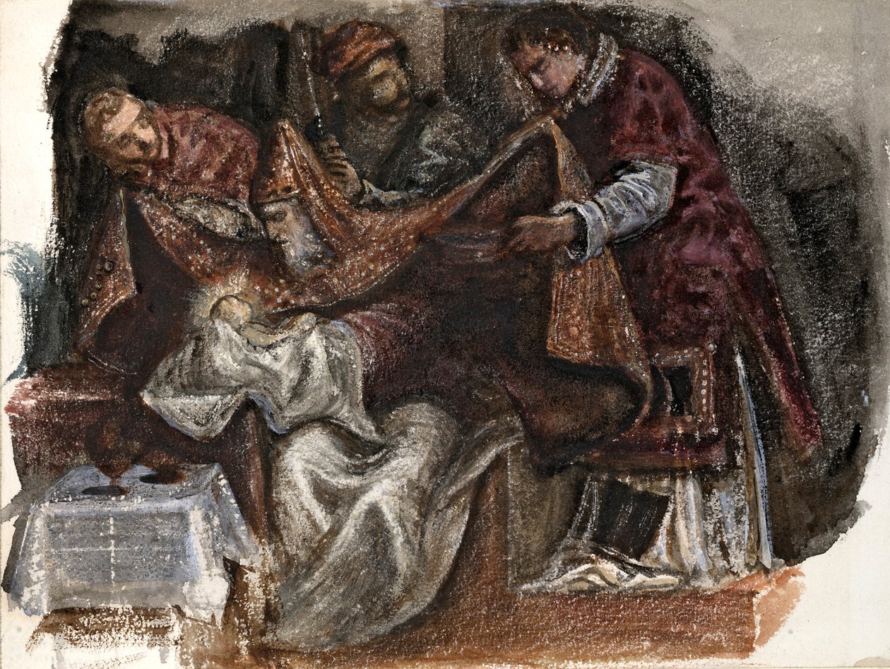 Studie från Tintorettos omskärelse i Scuola Grande di San Rocco, 1862 av Sir Edward Coley Burne Jones