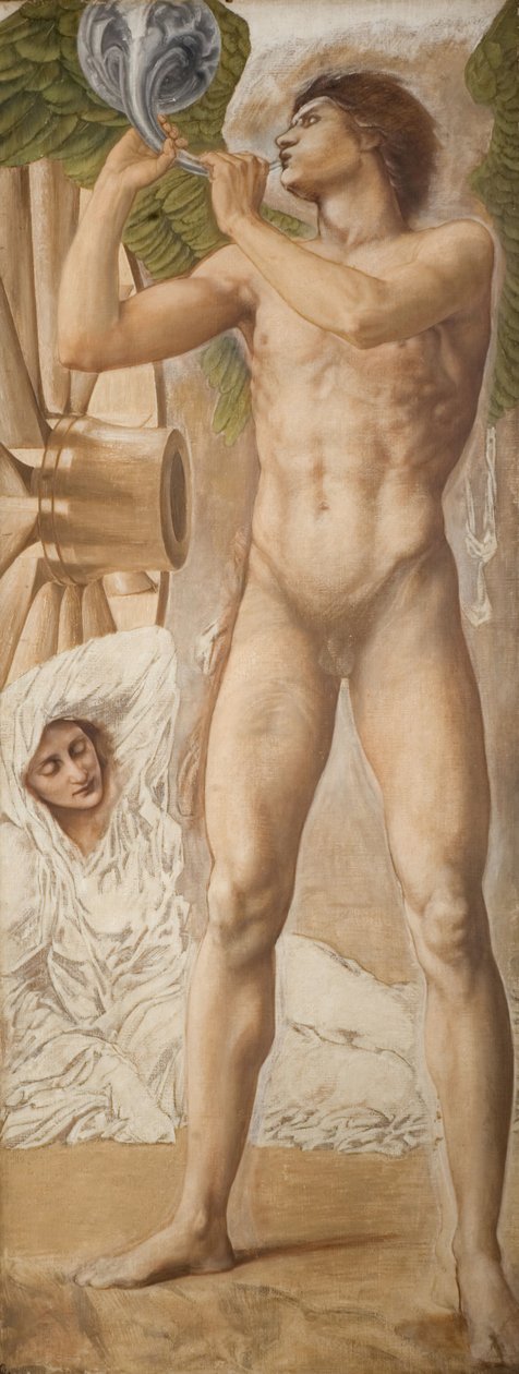 Troy Triptych - Study of Fame som störtar Fortune, 1875. av Sir Edward Coley Burne Jones
