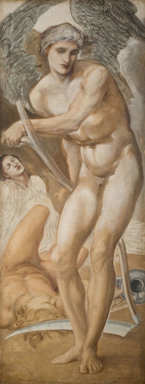 Troja Triptych - Study of Oblivion conquering Fame, 1875. av Sir Edward Coley Burne Jones