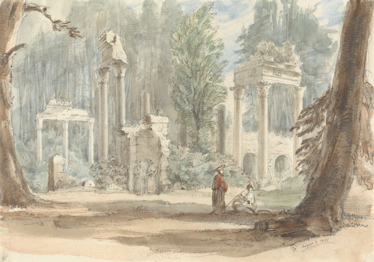 Ruinerna från Leptis Magna när de dök upp i Royal Park vid Virginia Water av Sir George Hayter