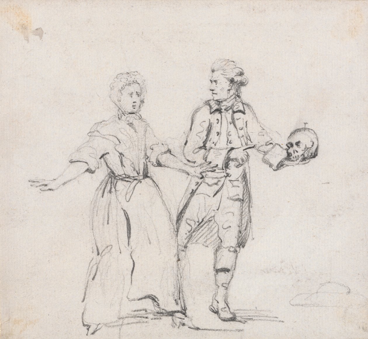 Två figurer med en skalle av Sir George Howland Beaumont seventh Baronet