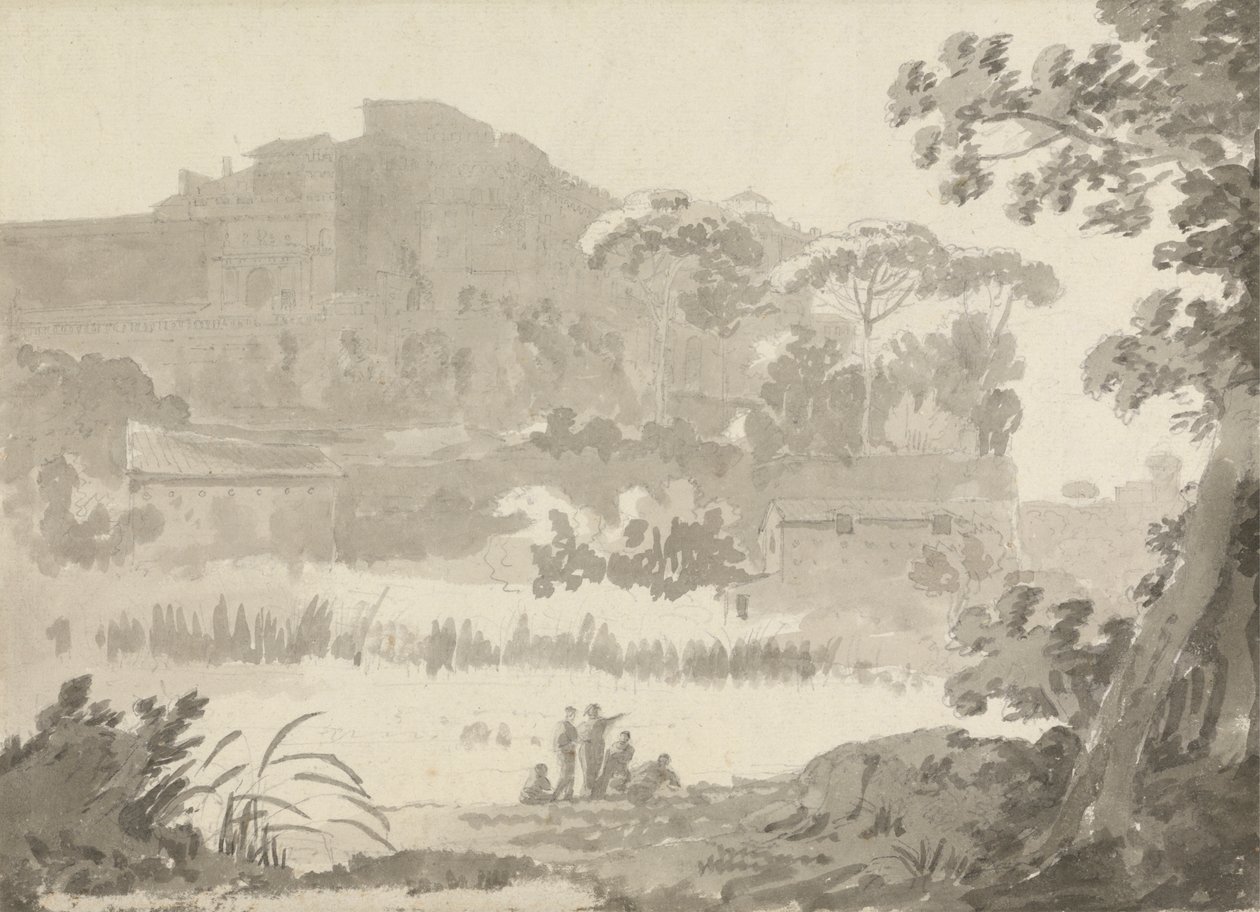 Vatikanen från vägen till Ponte Mola av Sir George Howland Beaumont seventh Baronet