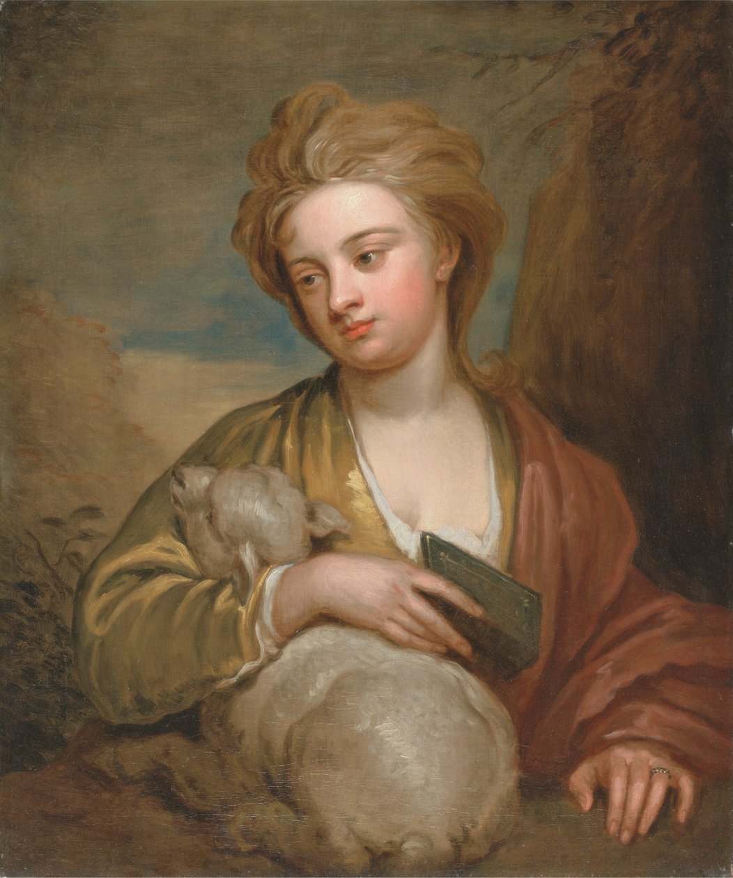 Porträtt av en kvinna som St. Agnes, traditionellt identifierad som Catherine Voss av Sir Godfrey Kneller