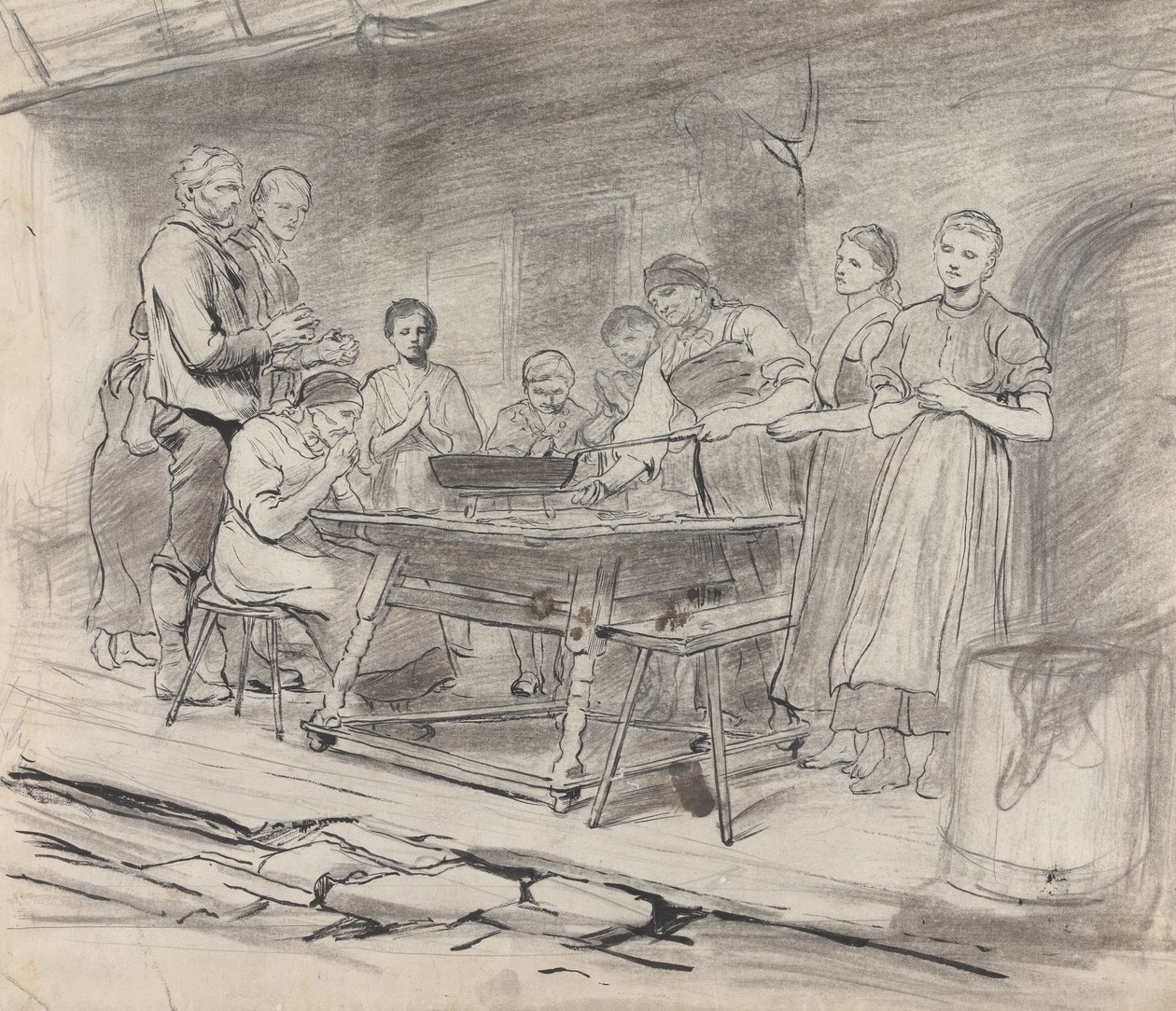 Studie av kvinnor och män som säger nåd, före en måltid av Sir Hubert von Herkomer
