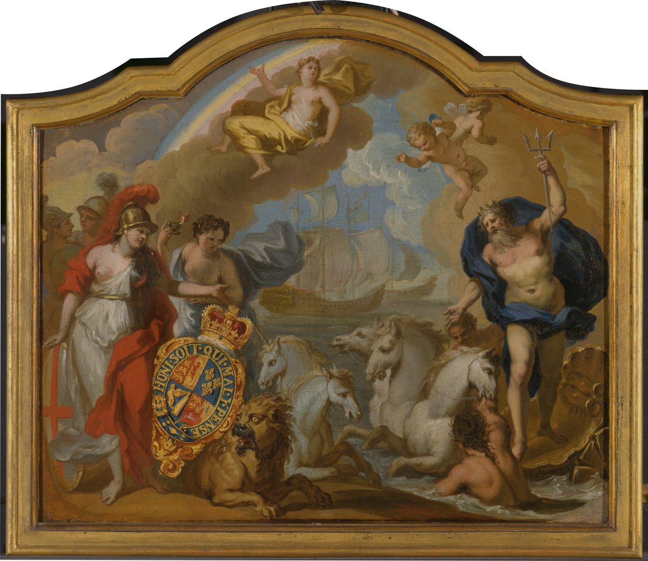 Allegory of the Power of Great Britain by Sea, design för en dekorativ panel för George I:s ceremoniella tränare av Sir James Thornhill