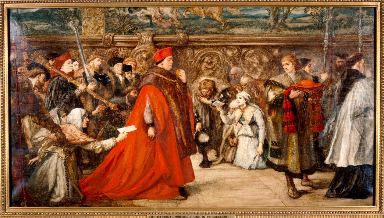 "Kardinal Wolsey, Englands kansler, om hans framsteg till Westminster Hall", 1887 av Sir John Gilbert