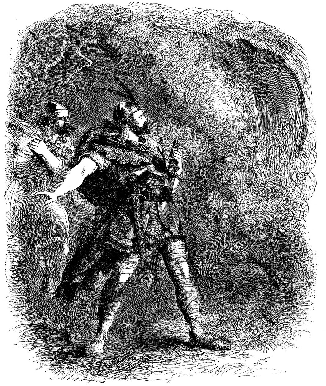 Macbeth och Banquo möter de tre häxorna, 1858 av Sir John Gilbert