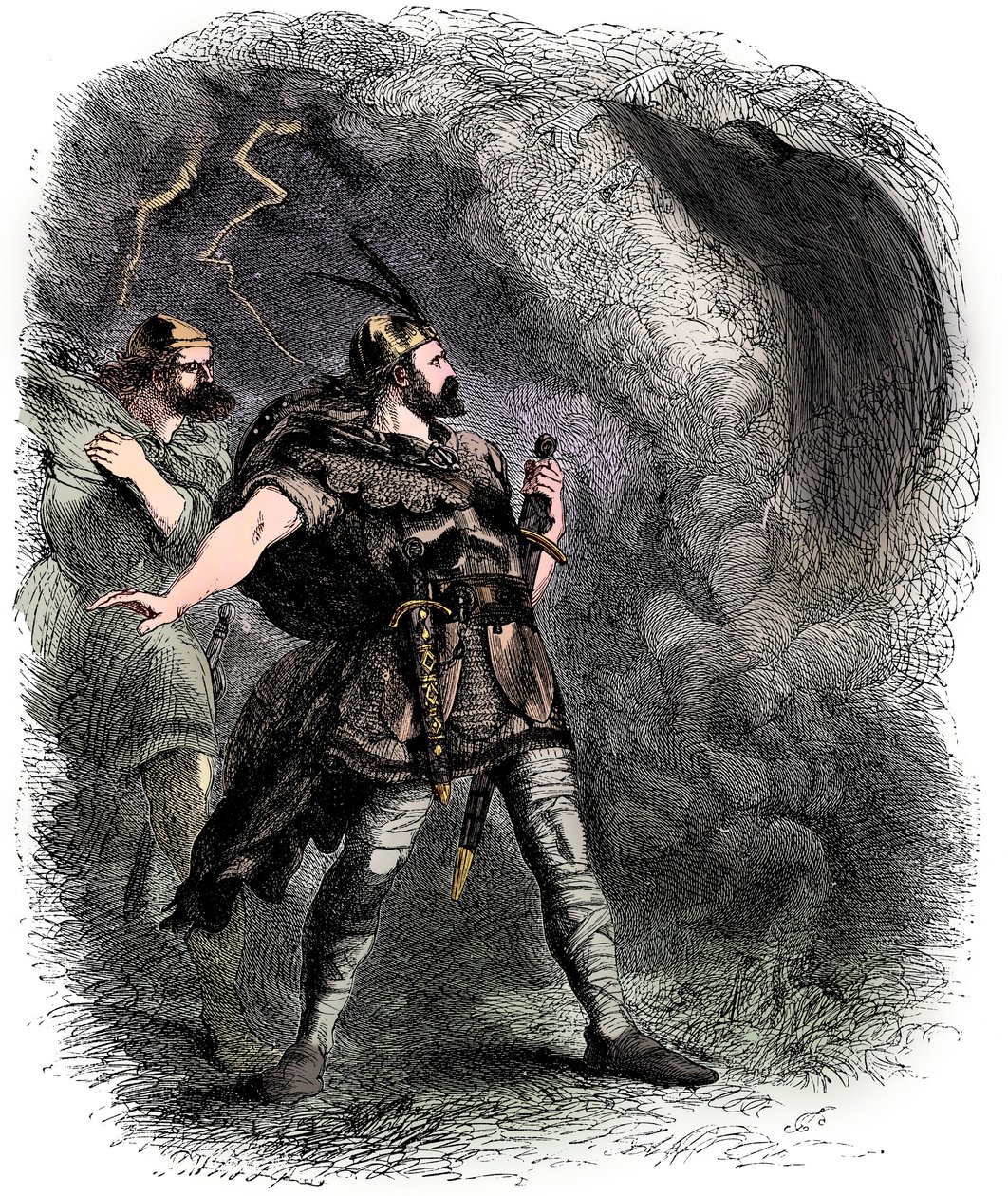 Macbeth och Banquo möter de tre häxorna, 1858 av Sir John Gilbert