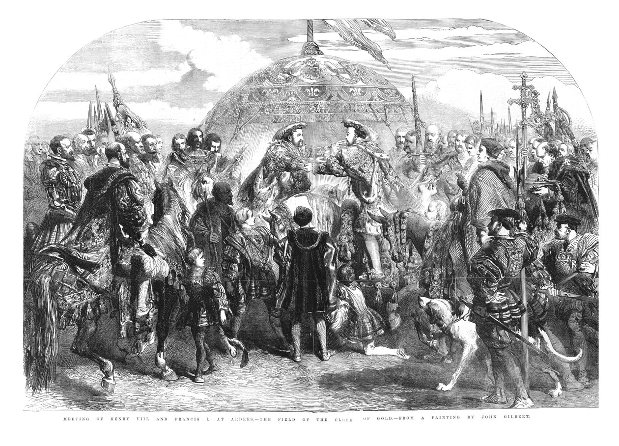 Möte mellan Henrik VIII och Francis I. i Ardres - Gulddukens fält, 1520, 1855 av Sir John Gilbert