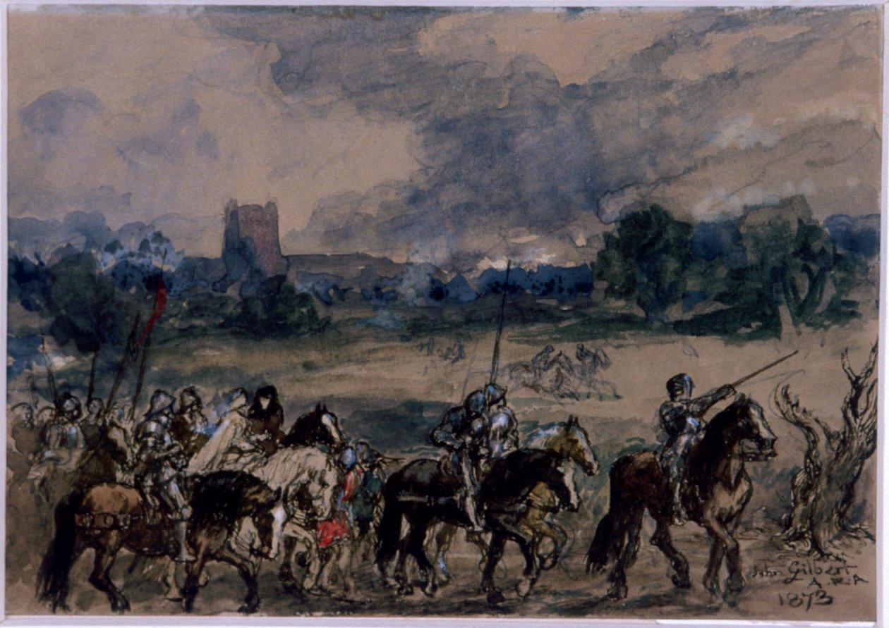 "Studie för Margareta av Anjou som tagits till fånga efter slaget vid Tewkesbury", 1873 av Sir John Gilbert