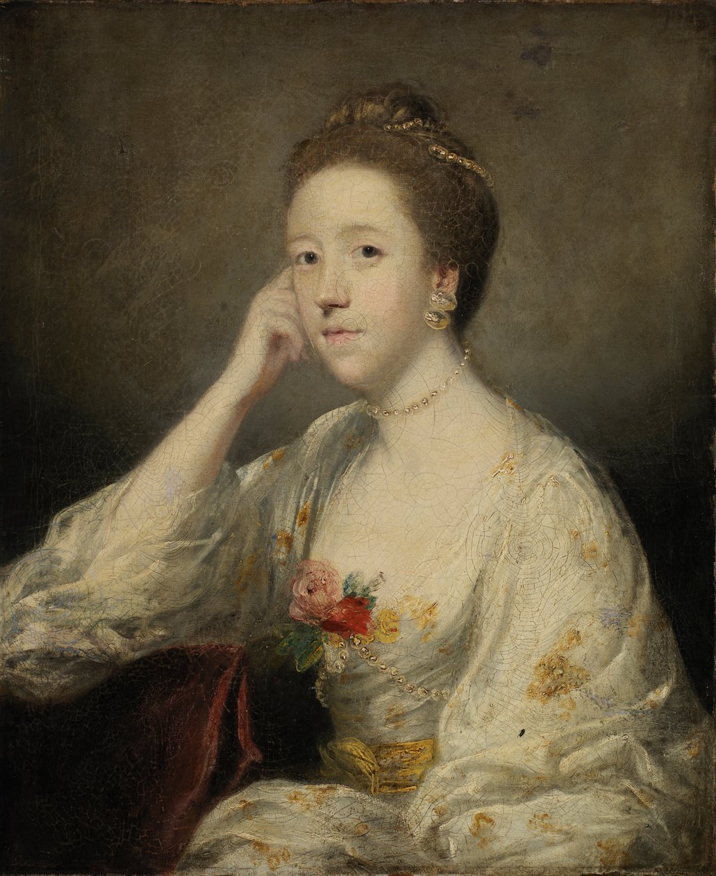 Porträtt av en dam i vitt, ca. 1762-1764. av Sir Joshua Reynolds