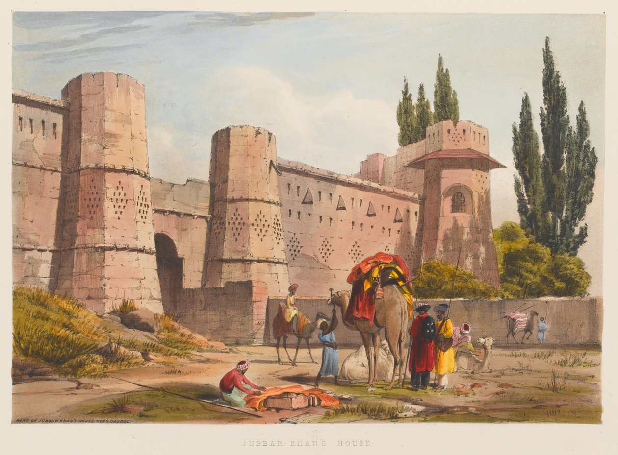 Jubbar Khans hus (färgad litografi) av Sir Keith A. Jackson