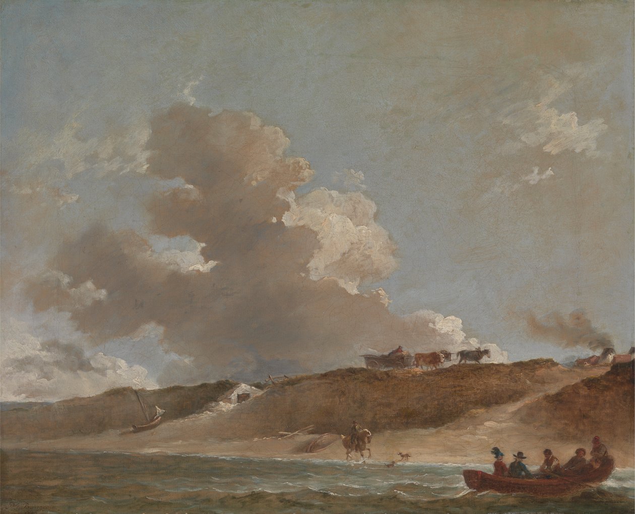 Kustlandskap med en färja av Sir Peter Francis Bourgeois