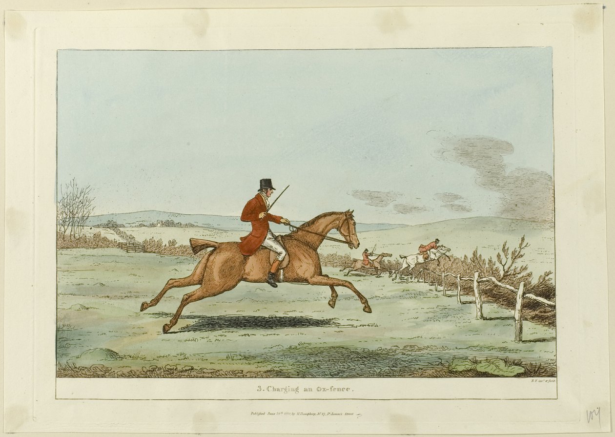 Charging an Ox-fence, plansch tre från Indispensable Accomplishments av Sir Robert Frankland