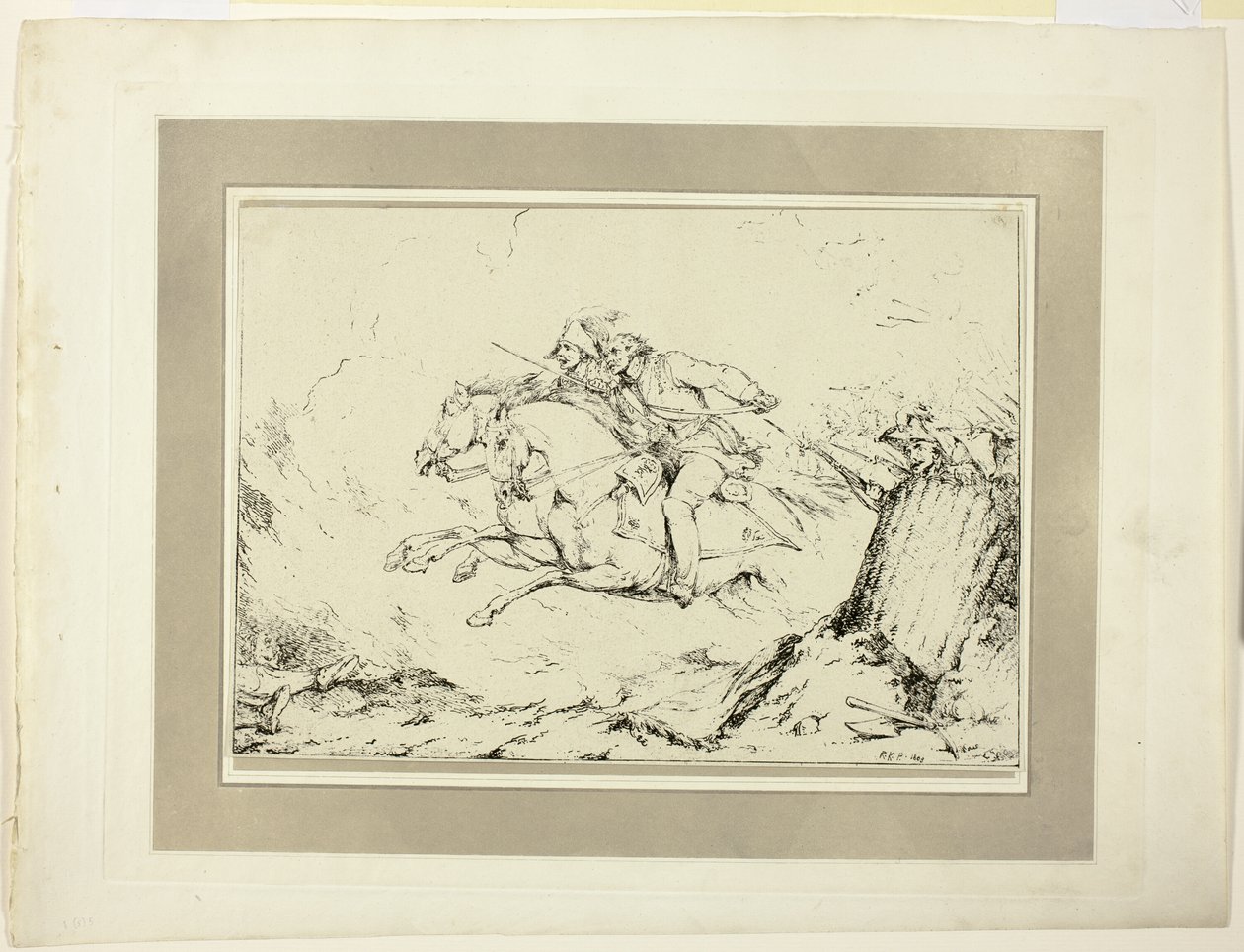 Charge, från första numret av Specimens of Polyautography av Sir Robert Ker Porter
