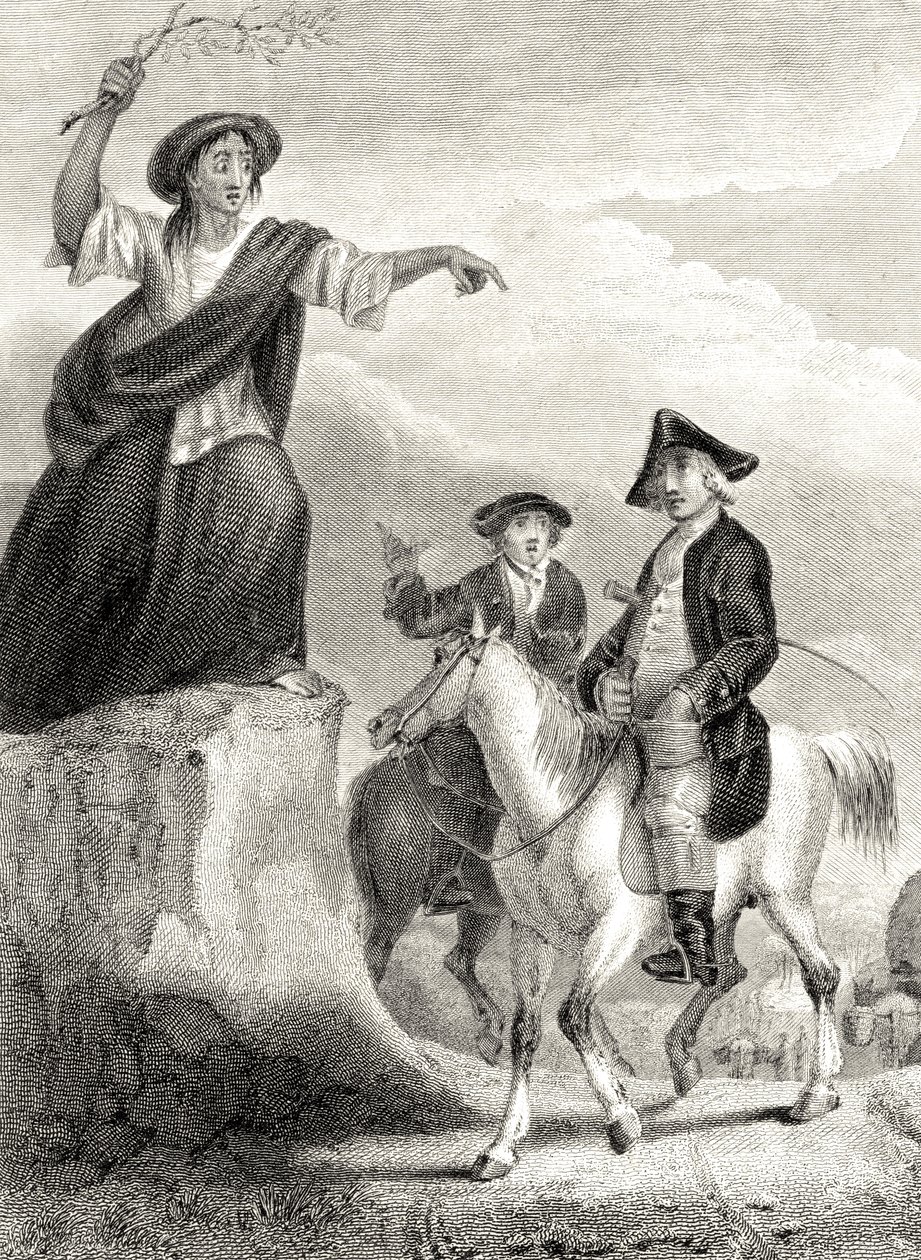 Meg Merrilies forudsiger Fall of the House of Ellangown, illustration fra 