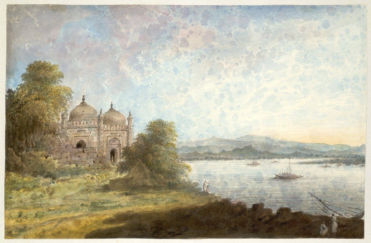 The Akbari mosque on the banks of the Ganges in Rajmahal av Sita Ram