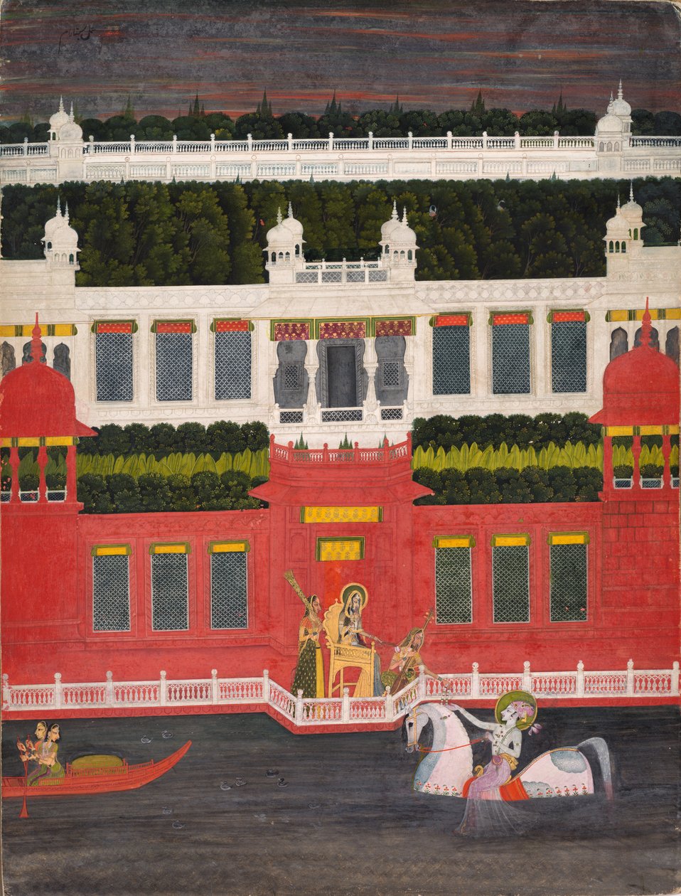 Krishna tar emot en blomsterkrans, ca. 1750-1760. av Sitaram