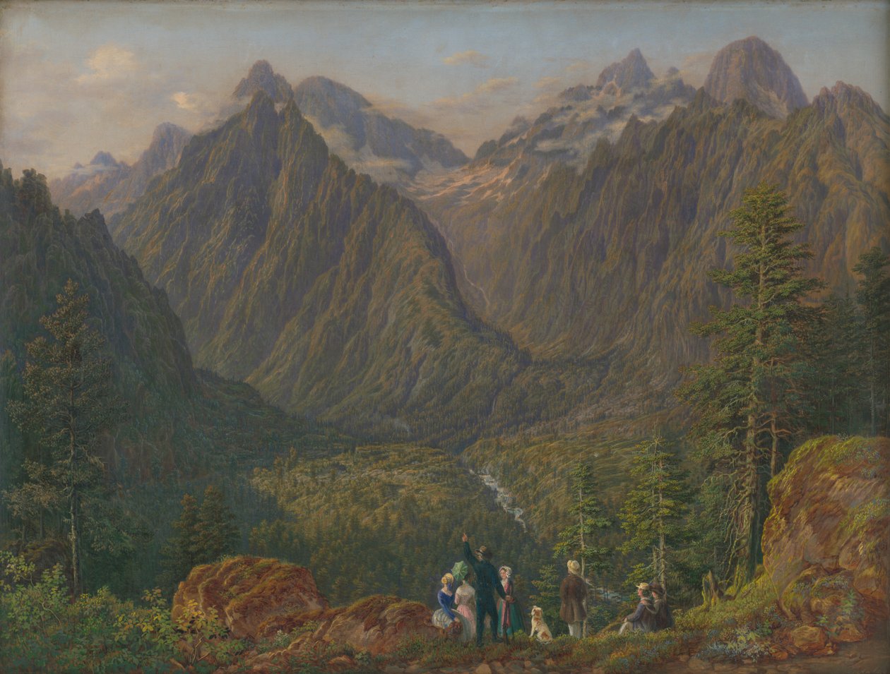 Tatralandskap med figurer, 1855 av Slovakian School
