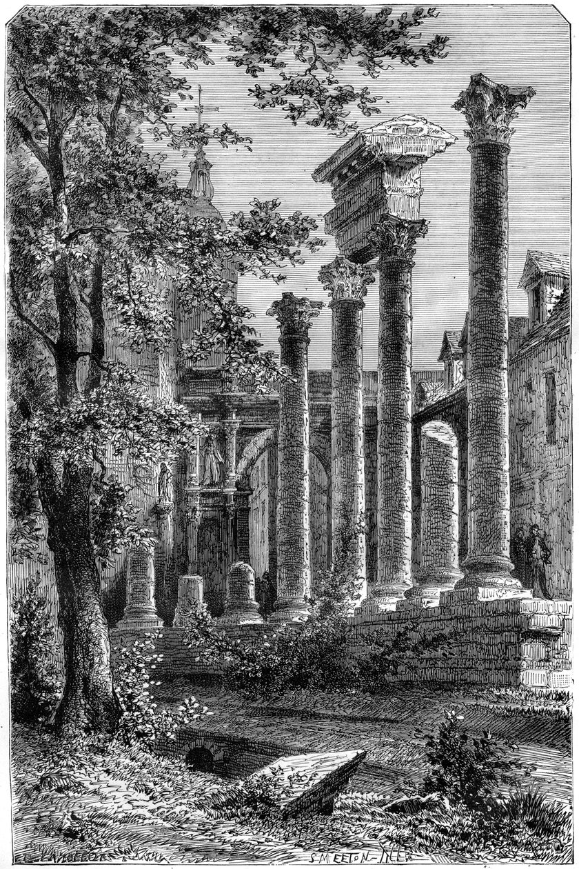Rester av en romersk teater i Besançon, Frankrike, 1882-1884. av Smeeton