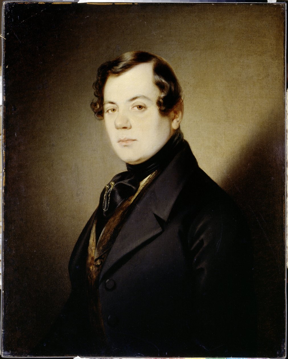 Porträtt av poeten Vladimir Grigorievitch Benediktov (1807-1873) (Porträtt av poeten Vladimir G. Benediktov) - Peinture de Sandor Kozina (1808-1873), huile sur toile (67x54 cm), cirka 1840 - A. Pushkin Memorial Museum, St. . Petersburg (Ryssland) av Sándor Kozina