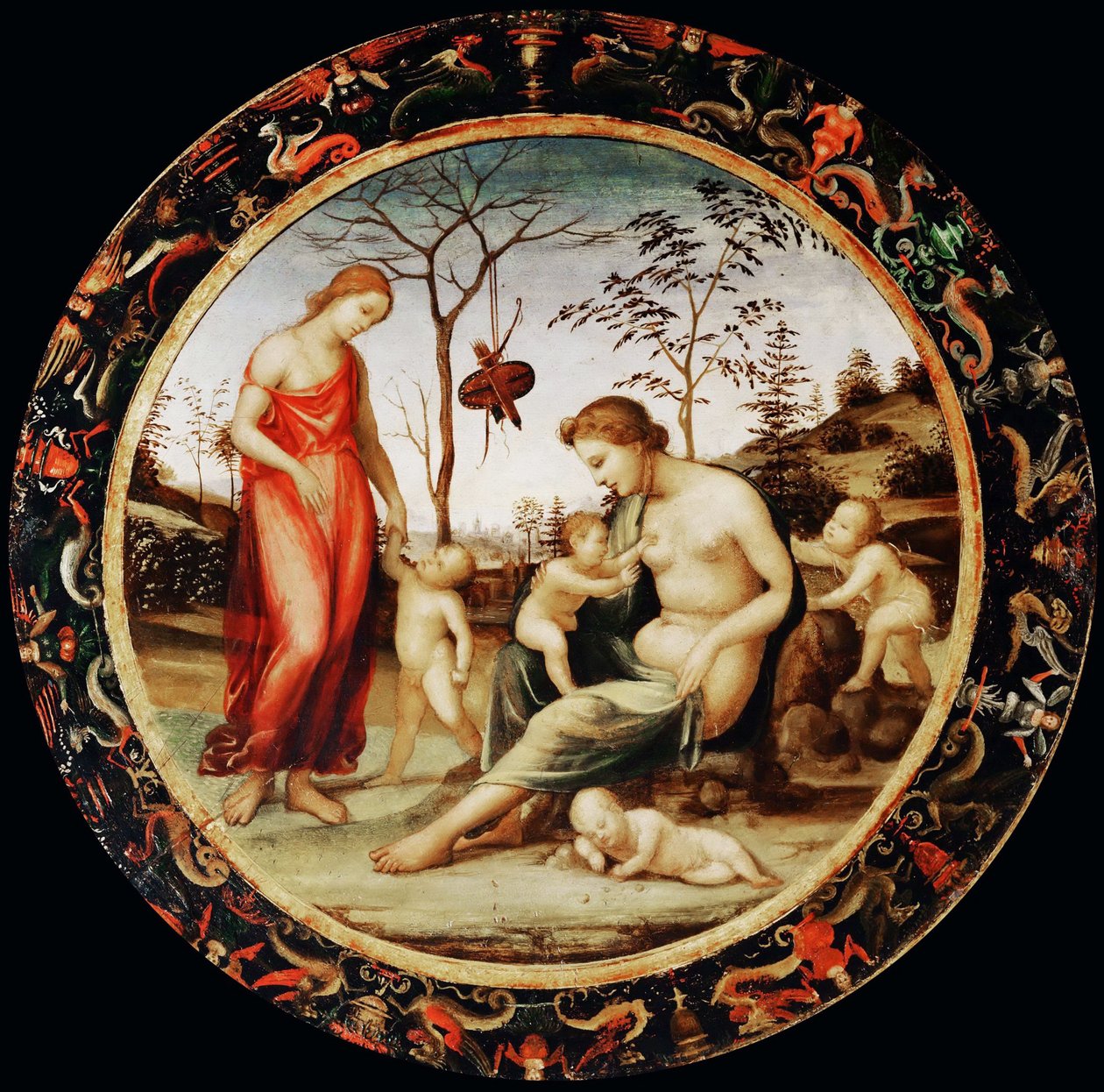 Allegory of Love Venus terrestre med Eros och Venus celeste med Anteros och två amoriner av Sodoma