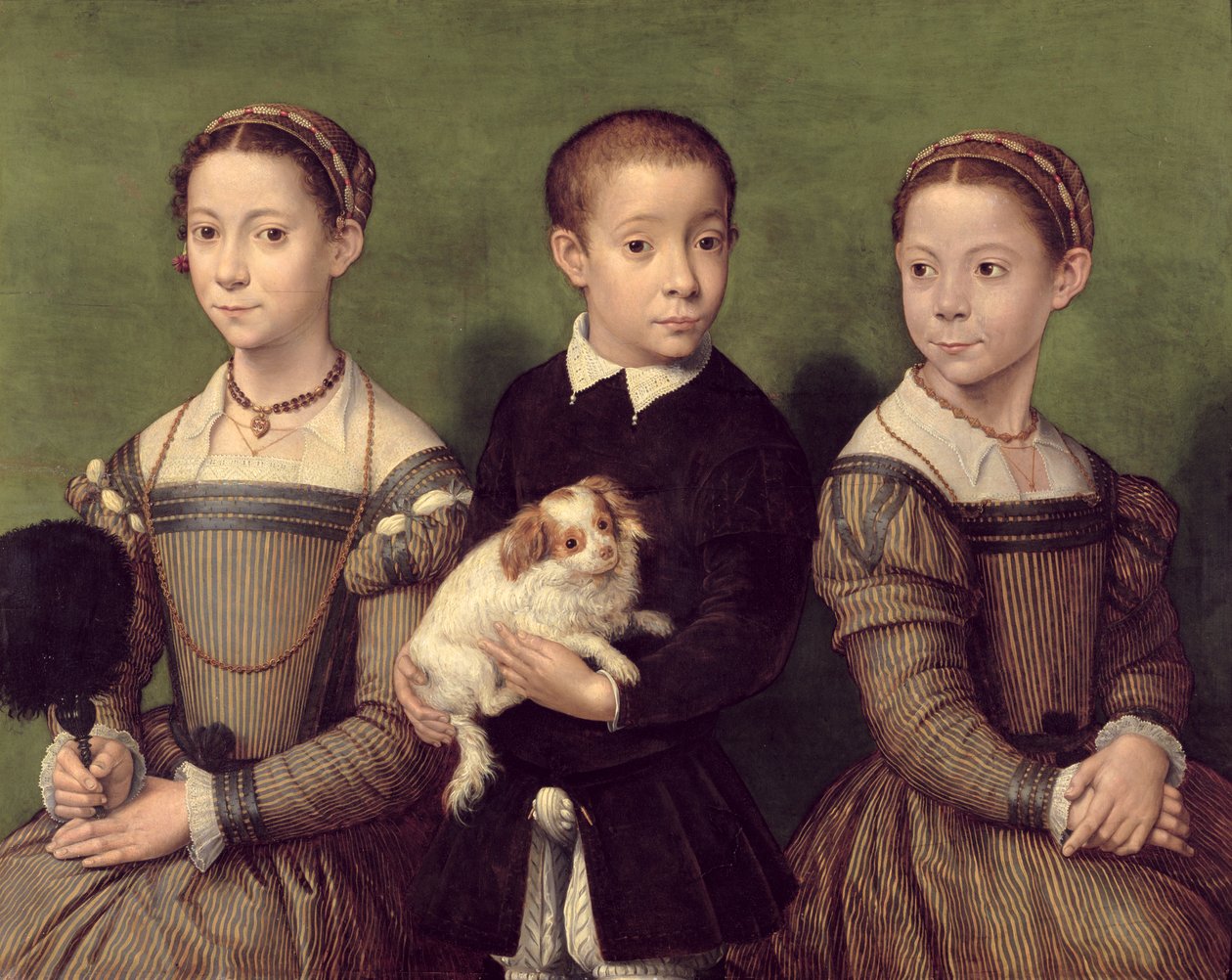 Två systrar och en bror till konstnären av Sofonisba Anguissola